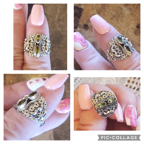 Genuine 2ct Peridot Ring Size 7.5 - Picture 4 of 8